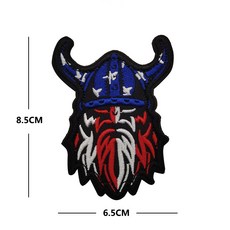 桃園出貨-激光切割維京人頭像夜光徽章牛角反光臂章魔鬼氈章魔鬼氈臂章 士氣魔鬼氈, 1個, V00994   維京頭像