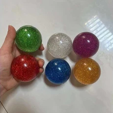 쿠쿠스토어 1개 반짝이 대형 고무 탄성 공 55MM 바운시 볼 파티 선물 양말 속 어린이 남아 여아, 01 1PCS Random Color