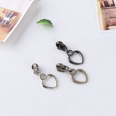 하트링 - 3호 코일 일반 지퍼 슬라이더 / 지퍼고리, 10개, 실버