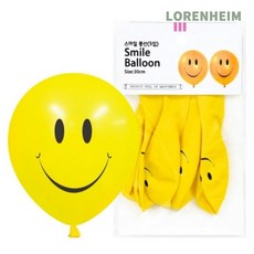 로렌하임 파티클럽 스마일풍선 30cm 5개입 생일 파티 스틱 벌룬 얼굴풍선