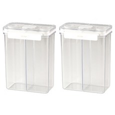 Meitejia 분리형 밀폐 곡물 저장 용기 2칸 2800ml, 2개, 화이트