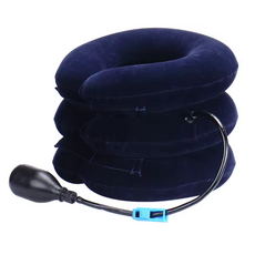 스마트픽 트리플 공기주입식 목쿠션 휴대용 플로킹 지지대 비행기 목쿠션, 블루