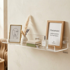 다나모어 투명 아크릴 무타공 벽걸이 선반, 1단