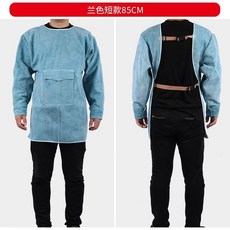 牛皮焊工防護服 耐高溫防燙 勞保工作服, 1個, 藍色低領長袖85cm,XXL, 藍色, 低領長袖