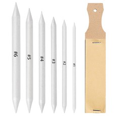 LIANHATA 마찰 사피츠 7개 세트 6 사이즈 #1 #2 #3 #4 #5 #6 양두 타입 그리기 도구 미술 화재 스케치 그림 삽화 연필화 목탄화 파스텔 그림 예술 용품 편리 A, 1개