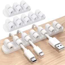 SOULWIT 업그레이드 케이블 홀더-USB 고정 클램프 선정리 침대 옆 철사 PC 사무실 가정용 3개, White, 357구