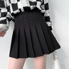 엘바리스 여성 플리츠 스커트 A라인 하이웨스트 미니스커트 치마