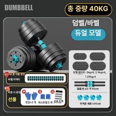 뎀벨 조립식 세트 바벨 덤벨 양손 규격 피트니스 홈트, 40kg [40x2], 1개, 1g