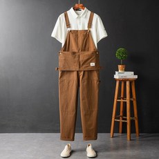 남성 칼라 멜빵바지 점프슈트 빈티지 조거팬츠 슬랙스