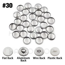 100pcs 세트/ 16-60 DIY 수제 패브릭 버튼 빵 모양 라운드 덮여 천 금속 4 뒷면 커버, [07] L30, [03] Plastic back