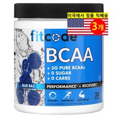 fitcode BCAA 분지 사슬 아미노산 블루 라즈 맛, 3개, 240g