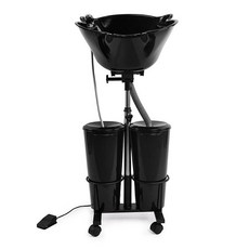 廠家直銷 洗頭盆髮廊立式 加厚雙桶電動洗頭床 便攜可移動沖水盆 髮廊專用 免運, 黑色雙桶帶泵（下單備註插頭規格）, 1個