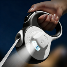 멀티 LED 발광 고급형 반려동물 자동 리드 꼬임방지 강아지 리드줄 라이트 풉백수납 자동 리드줄 1개, 흰색