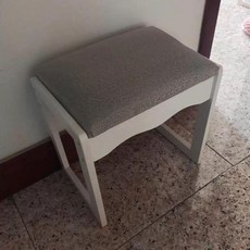 북유럽식 화장대 의자 간편 좌식, 러버우드 웜화이트+패브릭쿠션라이트그레이 높이 36cm