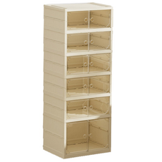 AOTTO 免安裝磁吸開門折疊收納鞋盒-6層(5矮1高款 鞋櫃 鞋架 收納盒), 5矮一高, 白, 1個