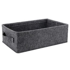 얕은 보관 바구니 통 미디엄 패브릭 보관 바구니 큐브 정리함 선반 옷장 침실 거실 세탁실 아기방 보관 바구니 155908, 라이트 그레이 펠트 핸들