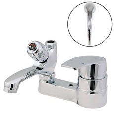 수왕 욕실 세면대 샤워기 겸용 수전 1홀 무광 스텐 수도꼭지, 1세트