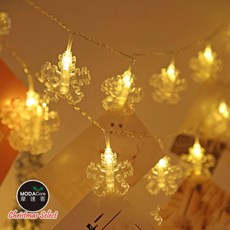 摩達客 LED20燈夾子燈造型電池燈 USB兩用充電 -暖白光 雪花造型款, 1個