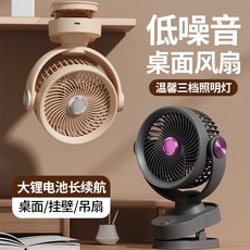 桌面夾子風扇 自動搖頭 USB 電風扇 家用 宿舍 戶外 便攜式 小型風扇, 米白色直插款,-