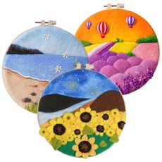 ADICO DIY羊毛氈圓形相框套餐, 薰衣草地