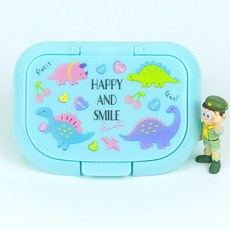 日本Skater Ag抗菌濕紙巾蓋 崁入式可重覆使用 銀離子抗菌濕巾蓋, 1個, 恐龍-藍