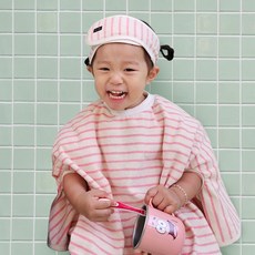 소아베 스트라이프 테리 유아 후드 목욕타월 비치가운 세안타월 워시빕, 1개, (세안타월)핑크(FREE)