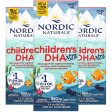 노르딕 내추럴스 어린이 DHA 엑스트라 리퀴드 880 mg 베리 펀치맛, 3개, 60ml