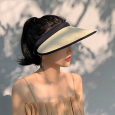 와이드 밀짚 선캡 햇빛가리개 자외선차단 썬캡 베이지nog35dcA