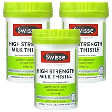 스위스 울티부스트 하이 스트렝스 밀크 시슬 엉겅퀴 추출물 500mg 타블렛, 60정, 3개