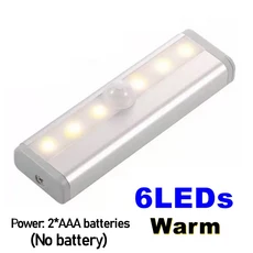 자이놈 LED 캐비닛 조명 PIR 동작 감지 센서 6/10 자동 옷장 서랍 램프 실내용, Warm Light 6LED
