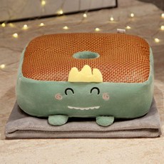 無品牌 雙面坐墊 透氣涼墊 辦公室久坐涼蓆 屁股墊 竹墊, 恐龍 有拉鍊 *,涼蓆坐墊 40*40*13釐米