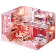 大旺小舖 DIY小屋 夢想天使 袖珍屋娃娃屋材料包 現貨 台北寄 生日結婚禮物, 附防塵罩燈光工具組