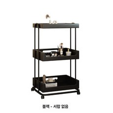 트롤리 이동식 접이식 피부샵 수납장 대용량 미용실 슬림, 서랍 없는 블랙
