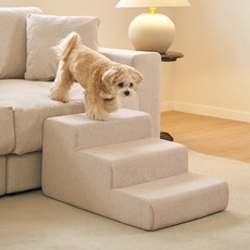 [삼익가구]베이직 와이드 논슬립 펫스텝 3단 강아지 계단, 오트밀