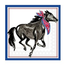 IHR Ideal Home Range 칵테일 냅킨 Rosanne Beck 고향 프라이드 일회용 3겹 종이 파티 냅킨 팩 12.7 x 12.7cm(5 x 5인치) 블루 콜로넬, 레드 머스탱