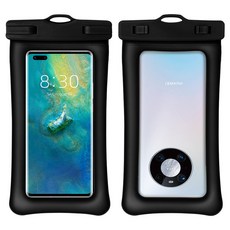 雙氣囊漂浮手機防水袋 TPU材質 適用於7.2吋以下手機, 黑色, 1個