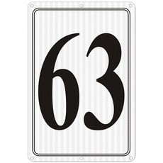 i-CowFun 프리미엄 반사 금속 번호 표지판 1 - 알루미늄 12인치 X 8인치 주차 공간 실외 대형 바닥 도크 코트 통로 필드 페이드 없음 내후성, Reflective Number Signs 63, 1개