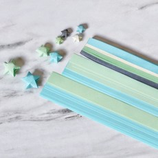 행운별 종이접기 오각별 수공예 DIY 다채로운 컬러 반짝이 장식 선물용, 단일 사이즈, 연한 블루