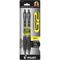 파이롯트 PILOT G2 프리미엄 롤링 볼 젤 펜 블랙 잉크 볼드 포인트 2개입 31250 151351