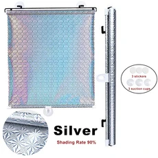 무선 암막 롤러 블라인드 개폐식 차양 창 커버 홈 오피스 자동차 커튼용 드릴 설치 필요 없음, 01 Silver