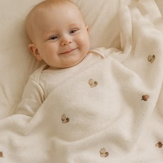 불로홈 아기 밍크 자수 극세사 블랭킷 이불, 도토리속 다람쥐