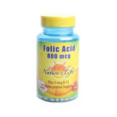 Nature's Life 葉酸錠 800mcg, 1罐, 100顆
