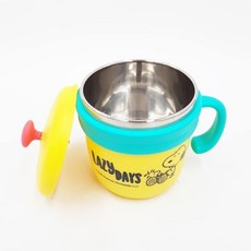 Snoopy 史努比 304不鏽鋼兒童水杯/餐碗 附叉匙, 1個, 親親寶貝杯-黃色, 黃色