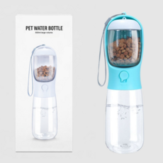 차즈마켓 반려동물 휴대용 사료 급수기 2in1 강아지 고양이 물통+간식통 사료통, 1개, 내고온 민트550ml