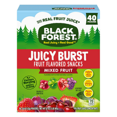 블랙포레스트 Black Forest Juicy 버스트 과일 스낵 혼합 과일 63.8g(2.25온스) 파우치 (48개 팩) 182342, 1박스, 907g