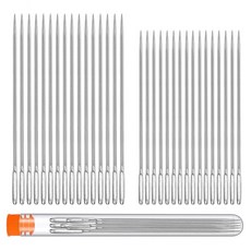 LMDZ 32PCS 큰 눈 손 바느질 바늘 바느질 날카로운 바늘 가죽 바늘 패브릭 크로스 스티치 바늘 플라스틱 바느질 병, 보여진 바와 같이