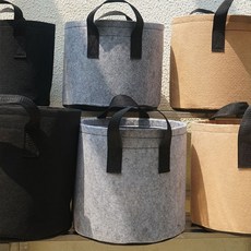 부직포 화분 원형 손잡이 베란다 텃밭 재배용 통형 식물 키우기 가정원예, 1개, 2화분2갤런-그레이
