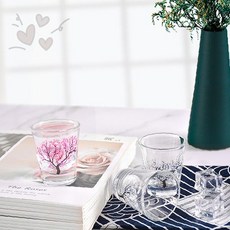 온도 감응 색상 변화 벚꽃 패턴 투명 유리 소주잔 야외 캠핑 파티 감성 주류, 상세페이지 참조, 1개