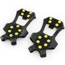 10爪防滑鞋套 戶外登山雪地適用 防摔防滑, 黑色