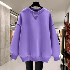 Vezri 여성용 루즈핏 라운드넥 캐주얼 무지 맨투맨